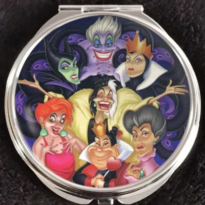 Disney Villain Ursula Queen Cruella Maleficent Red Makeup Compact Double Mirror - Image 1 of 2