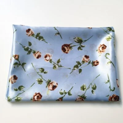 By Yard Retro Rose Satin Fabric Print Silky Charmeuse material For Scarf,Gown - Image 1 of 4