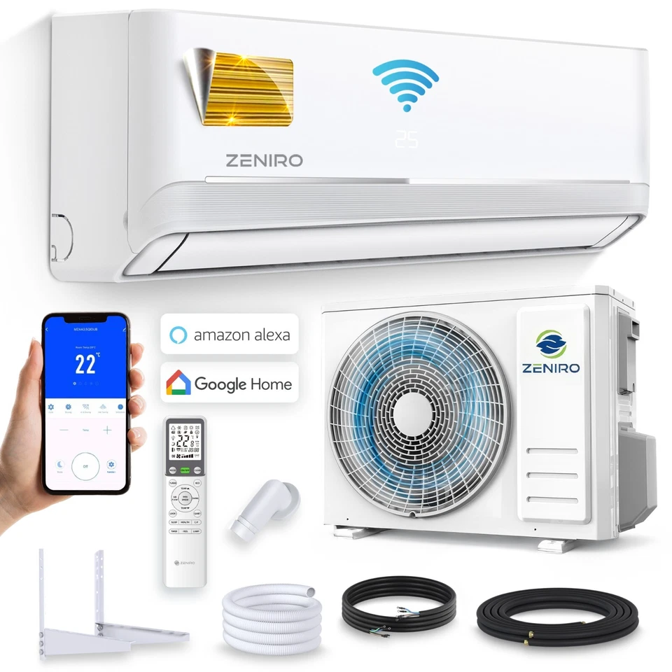 Split Klimaanlage Klimagerät Set Heizfunktion ECO Inverter 12000 BTU 3,5kW WiFi - Bild 1 von 4