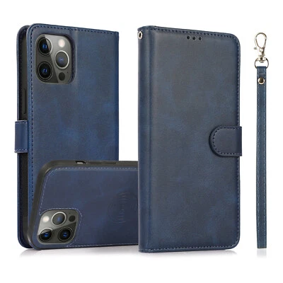 Funda tipo billetera de cuero magnética desmontable para iPhone 17 16 Pro Max 15 14 13 12 11 Foto 1 de 4