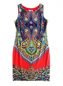 Vestido para mujer Joseph Ribkoff de diseñador rojo azul floral - talla US 14 AU 16 - Imagen 1 de 10