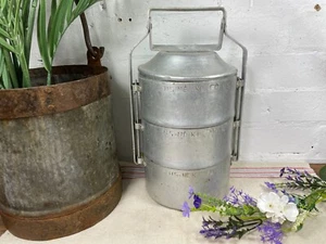 Vintage Hungarian Aluminium Tiffin Tin Box Food Picnic Container Storage - Picture 1 of 15