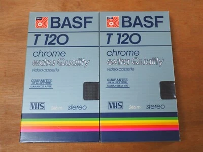 Two New BASF T-120 Chrome Extra Quality Sealed 246m Blank VHS Tapes - Image 1 of 3