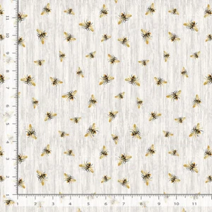 Honey Bee Farm Fabric Bees Grey Digital Cotton Timeless Treasures CD2391 By Yard - Picture 1 of 1