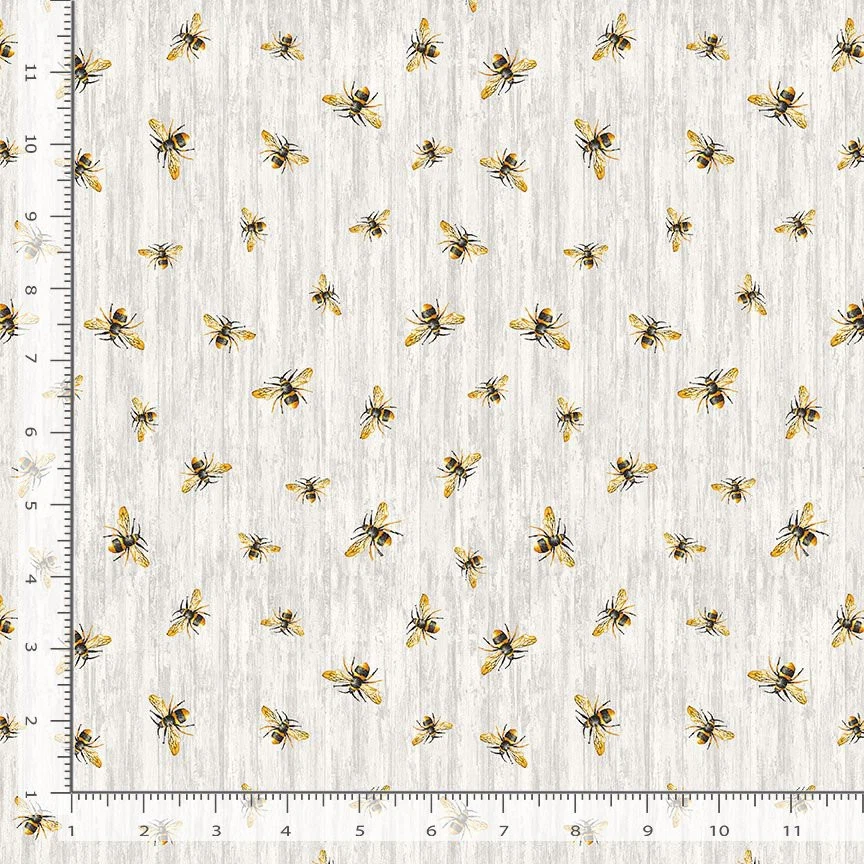 Honey Bee Farm Fabric Bees Grey Digital Cotton Timeless Treasures CD2391 By Yard - Image 1 of 1