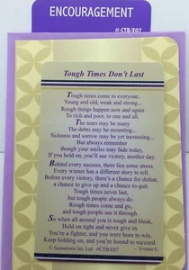 Tough Times Don`t Last ....Wallet Card (Sentimental Keepsake Wallet /Purse Card) - Picture 1 of 4