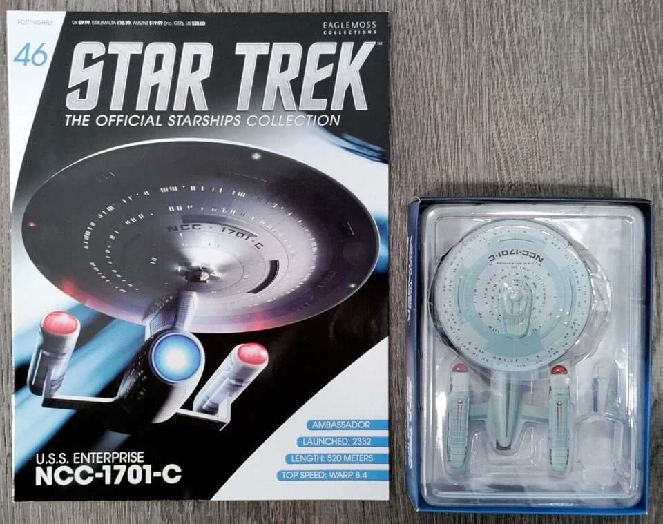 #46  Star Trek  USS Enterprise 1701-C  Die-Cast Metal Ship- UK/Eaglemoss w Mag - Image 1 of 1