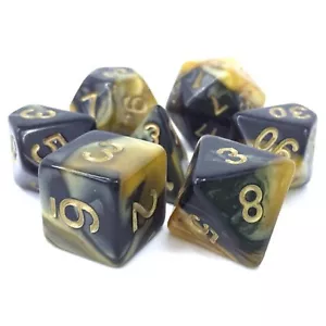 HIGH CRIME Black/Yellow Fusion Dargon's Dice Polyhedral Dice Set TMG - Bild 1 von 3