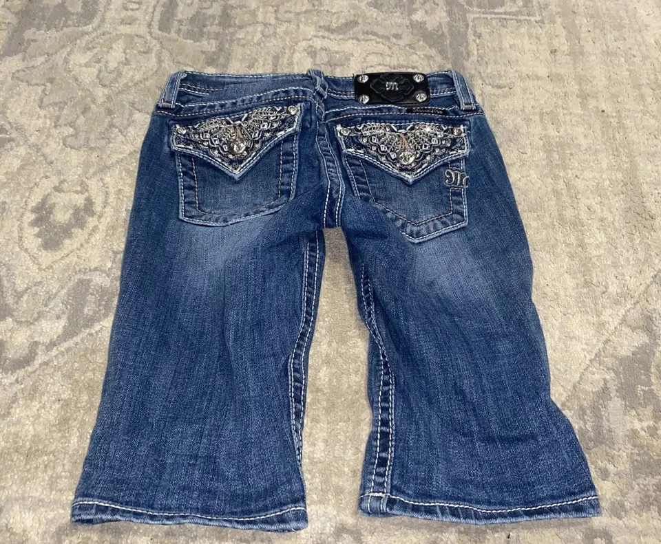 MISS ME Denim Stretch Bermuda Shorts Slim Size 12 Girls Youth - Image 1 of 4