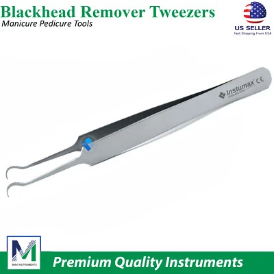 INSTUMAX® Curved Tweezers Blackhead Remover Pimple Extractor Popper Acne Blemish Comedone