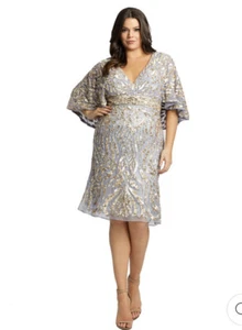 MAC DUGGAL Embellished Cape Sleeve Cocktail Dress Size 14 - Picture 1 of 11