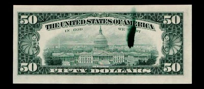 ((Ink Smear Error)) $50 1977 Federal Reserve Note Uncirculated #100 - Image 1 of 2