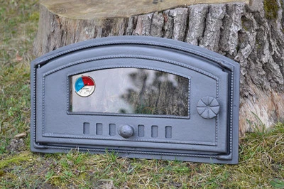SEZAM 48x27 cm + termómetro puerta de horno de leña puerta de horno hierro fundido ahumador puerta de horno de pizza DZL08t