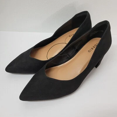 Torrid черный 'замша' туфли-лодочки 10,5 заостренный носок кусок блок каблук новый - Изображение 1 из 4