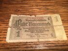 1937 Germany 1 Rentenmark Circulated Banknote  Neat Wwii Free Ship # N 72