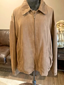 Gary Player Jacket Mens Faux Suede Brown Full Zip Point Collar XXL - Picture 1 of 5
