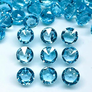 VVS 9 Pcs Natural Blue Topaz 6mm Round Fancy Bullet Checker Cut Loose Gems Lot - Picture 1 of 9