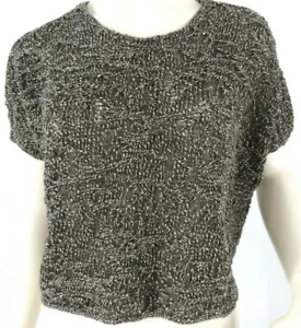 Maglione Eileen Fisher Tagliato Extra Small Marrone Nero Marrone Marrone Argento Metallico - Foto 1 di 8
