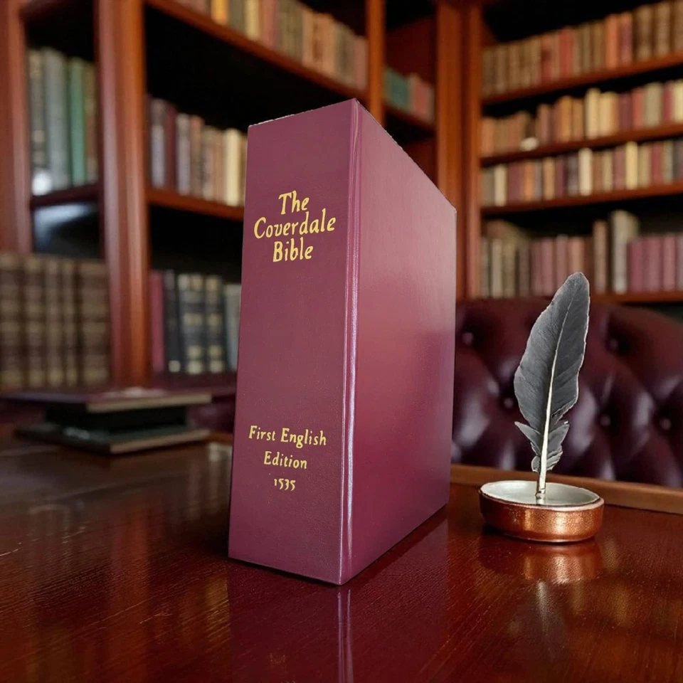 1535 Coverdale: First Printed English Bible Facsimile RARE Burgundy Leatherbound - Image 1 of 4