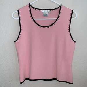 VTG Karen Lessly Women's Pink Sweater Sz PM Blouse Vest Tank Top Spring Preppy - Picture 1 of 4