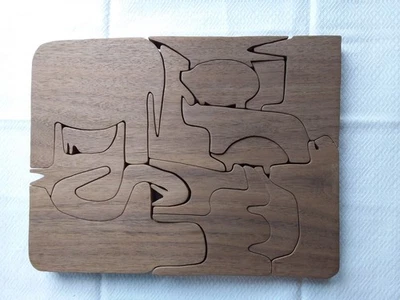 Quebra-cabeça de madeira vintage esculpido à mão único animal feito à mão 11x13x1 - Imagem 1 de 3