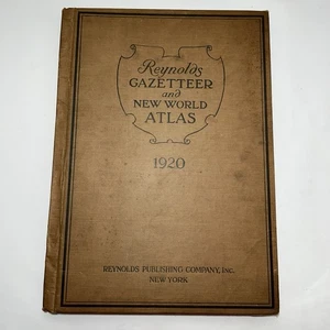 1920 Reynolds Gazetteer and New World Atlas NY 1900s Antique Book Maps 15”x11” - Picture 1 of 24