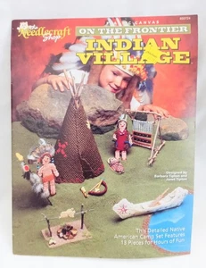 Vintage Plastic Canvas Pattern Native American Indian Village Tepee Canoe Dolls - Picture 1 of 2