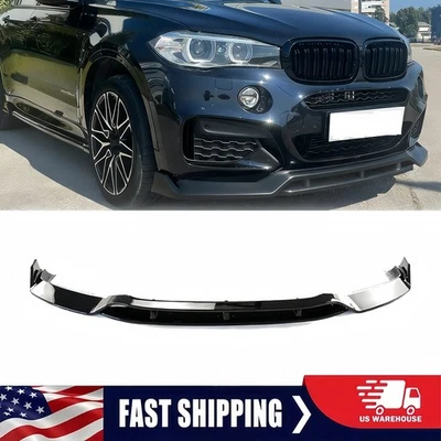 Глянцевый черный разветвитель кромок переднего бампера для BMW X6 F16 M Sport 2015-2019 GT-style - Изображение 1 из 4
