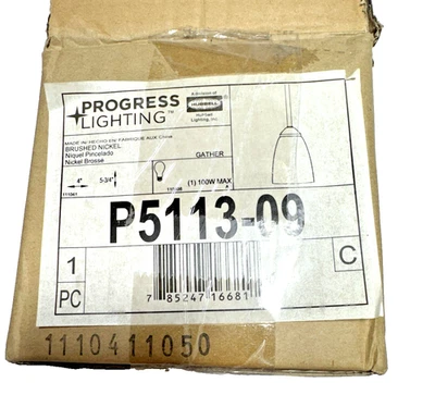 Progress Lighting Gather Series Min Pendant P5113-09 Brushed Nickel Open Box - Image 1 of 4
