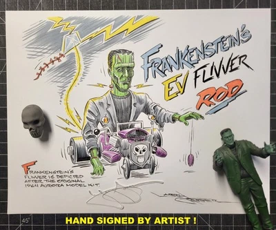 NEW! STRUCK By Lightning FRANKENSTEIN 's EV Flivver Art From Aurora 60s Model Sd - Image 1 of 2