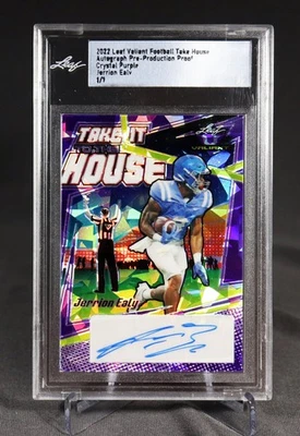 2022 Leaf Valiant Football Jerrion Ealy Take it to the House Crystal Purple Auto - Image 1 of 2