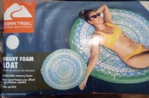 Lake Float Adult Teen Memory Foam Lounger Unisex Blue White and Teal Open Box - Picture 1 of 2