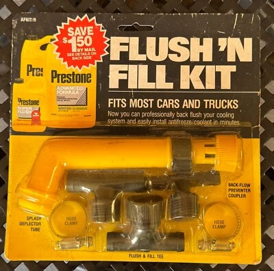 Prestone Antifreeze Coolant Flush 'N Fill Kit 59060 Sealed Clamps Deflector + - Image 1 of 2