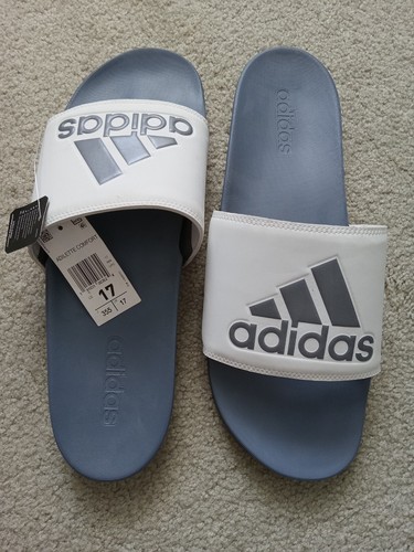 Adidas Adilette Scivoli Sandali Flip Infradito Uomo Grigio Bianco Taglia 17 per BIGFOOT