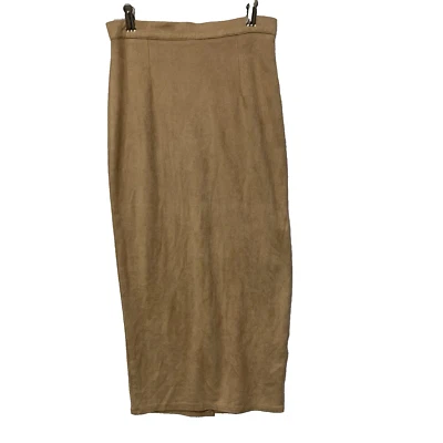 Missguided Womans 棕褐色背面拉链 Moleskin Feel 长裙 4 码 — 第 1/4 张图片