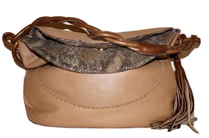 CARLA MANCINI Sun-Tan & Brown Leather Slouchy Shoulder Bag - Picture 1 of 12