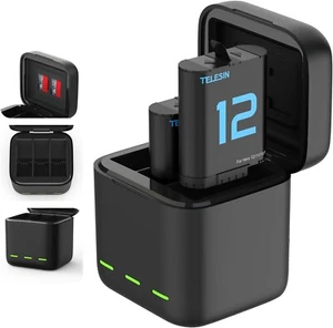 Telesin Caricabatterie 3 slot GoPro Hero 12/11/10/9 con 2x batterie 1750 mAh - Foto 1 di 3