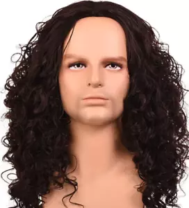 Peluca de hombre marrón oscuro rizada de 24 pulgadas de largo anime cosplay actor disfraz fiesta héroe hombres - Imagen 1 de 20