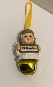 Vintage Swibco Angel Jingle Bell Christmas Ornament Personalized “I ❤️ Grandma” - Picture 1 of 6