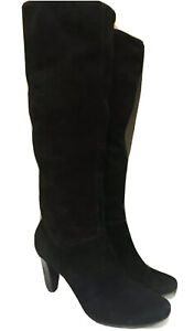 Coach Boots Leather Boot Heels Suede Black Tall Knee High Women Sz 7.5 Classic