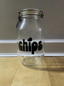 Vintage 1970er Jahre Behälter Kanister Chips Glas Glas 3L Glas Aufbewahrung - Bild 1 von 4