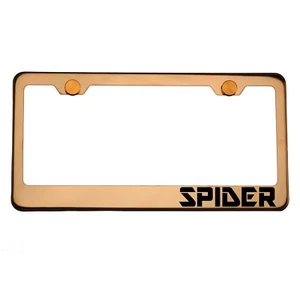 Rose Gold License Plate Frame SPIDER Laser Engraved Aluminum Screw Cap - Picture 1 of 8