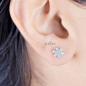 14K Gold 0.22 CT VS/F-G Diamond Floral Studs Earrings -New Arrival- The Jewelz - Picture 1 of 5