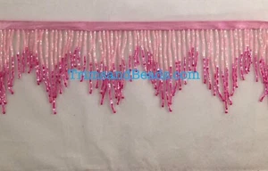 3" ROSA CLARO/CALIENTE Bola de Vidrio Cuentas CHEVRON Ombre Flecos Lámpara Disfraz Borde - Imagen 1 de 1