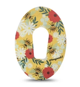 ExpressionMed CGM Tape - WATERPROOF BEES AND FLOWERS G6 ADHESIVE PATCH - Picture 1 of 3