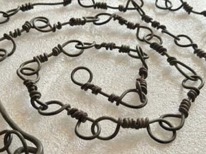 OLD VINTAGE VERY LONG UNIQUE IRON WIRE-WARAPPED CHAIN MULTIPURPOSE USE  12 FUT - Picture 1 of 23