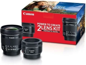 Canon Portrait and Travel Two Lens Kit with 50mm f/1.8 and 10-18mm Lenses Black - Picture 1 of 2