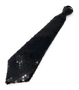 *Reino Unido* Corbata de cuello ajustable pre atada con lentejuelas negras Vestido elegante Fiesta Clip On - Imagen 1 de 5