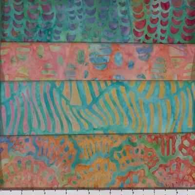 Lot of (4) 1 Yard Cuts 100% Cotton Quilting Batik Fabric Pink Orange Green #429 - Image 1 of 2