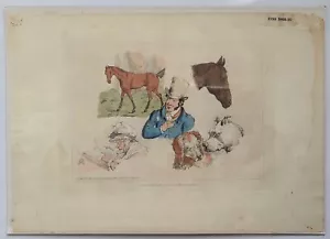 H.T. Alken (englisch 1785-1851) handfarbiges Ätzpapier 1820 Pferde Hunde - Bild 1 von 5